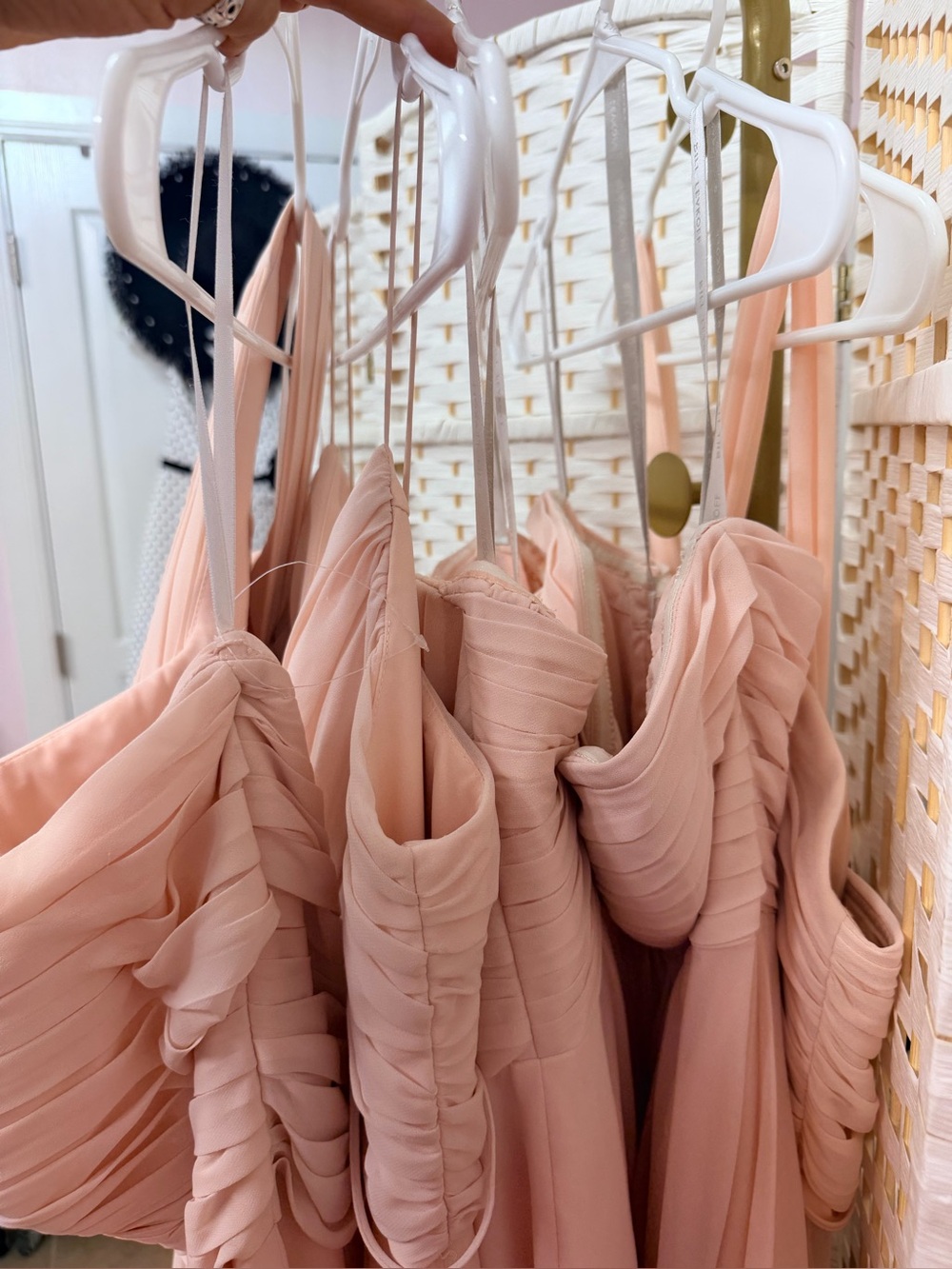 Lot of 5 blush pink chiffon bridesmaid prom dresses mixed brands and sizes